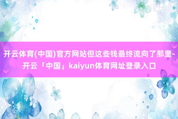 开云体育(中国)官方网站但这些钱最终流向了那里-开云「中国」kaiyun体育网址登录入口